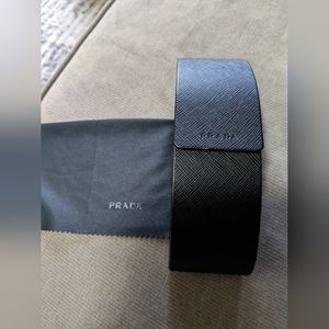 Prada sunglass case with cloth